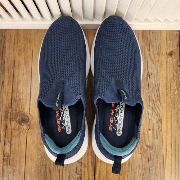 Skechers Vapor Foam Covert Slip-On Sneakers Mens Sz 8.5 Navy Blue Walking Shoes main image 6